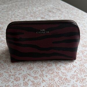 COACH Burgundy and Black Zebra Leather Cosmetic Pouch